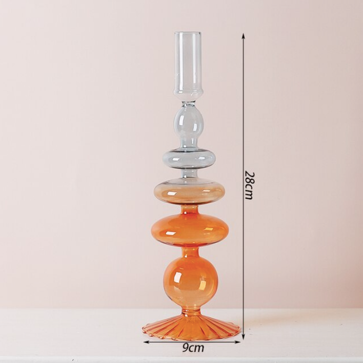 Two Color Glass Classic Craft Candle Holders: Blue-Brown