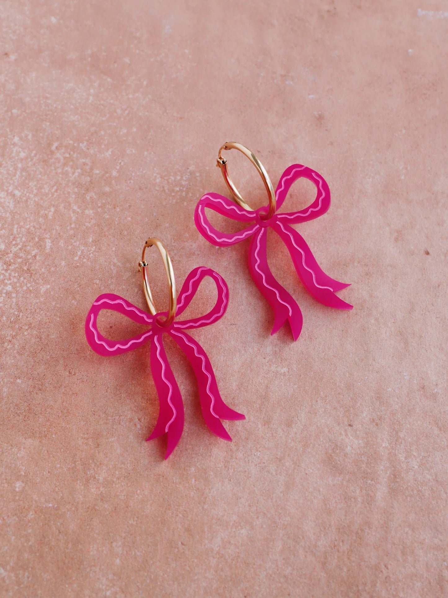 Bow Hoops in Magenta