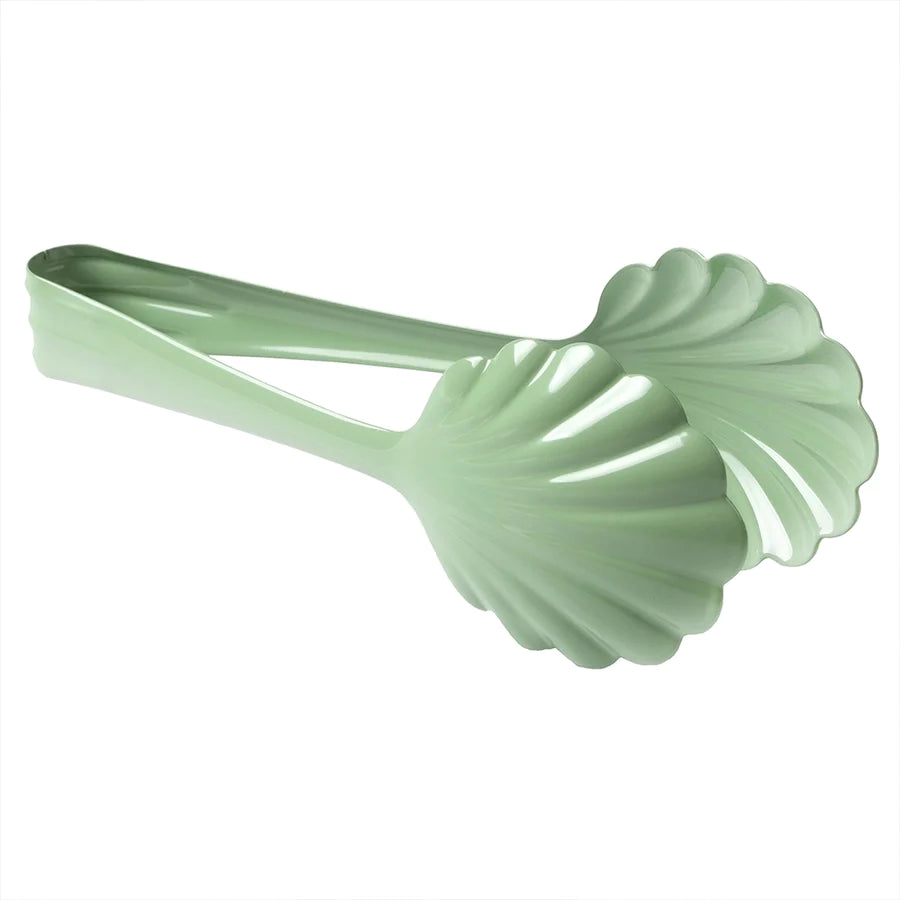The Every Space scalloped, vintage pastel green Bread Tongs in stainless steel with a matt finish by Roger Orfevre