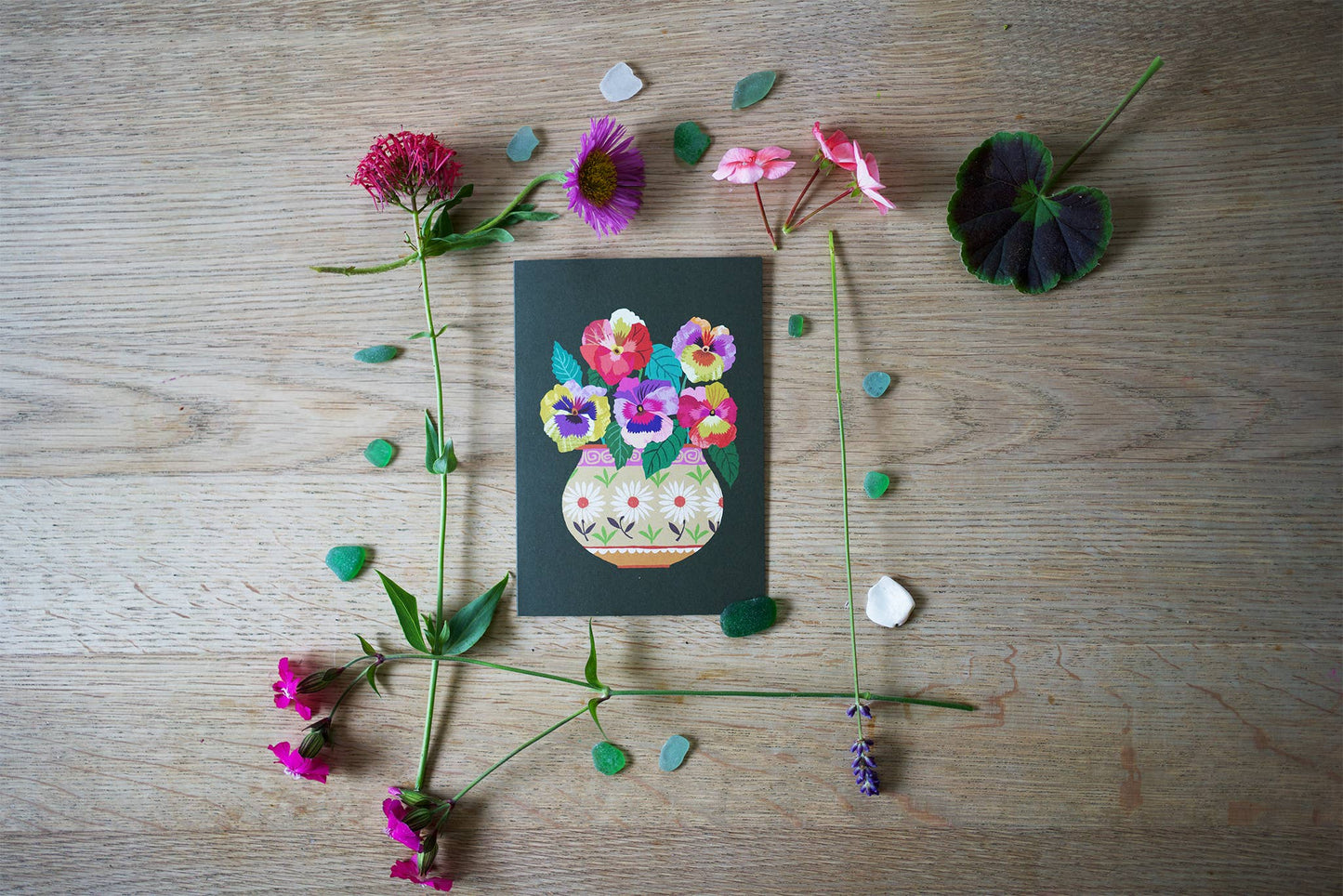 Pansies Greetings Card - Wholesale bundle of 6