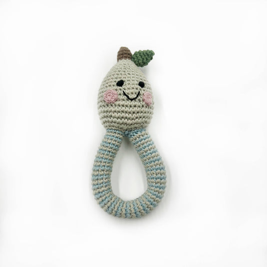Baby Toy Pear Ring Rattle | Duck Egg Blue