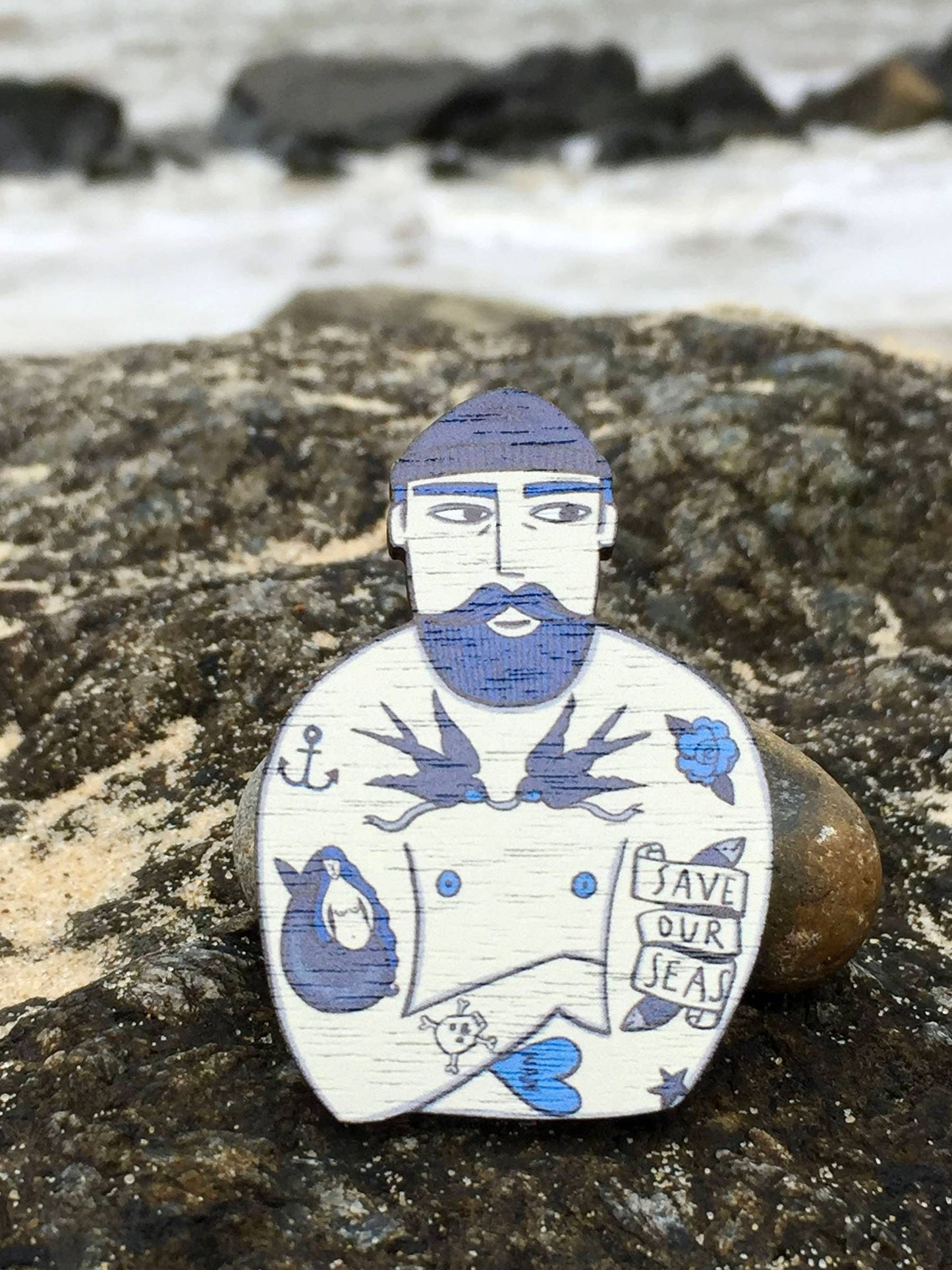 Nautical Tattooed Sailor Pin Brooch