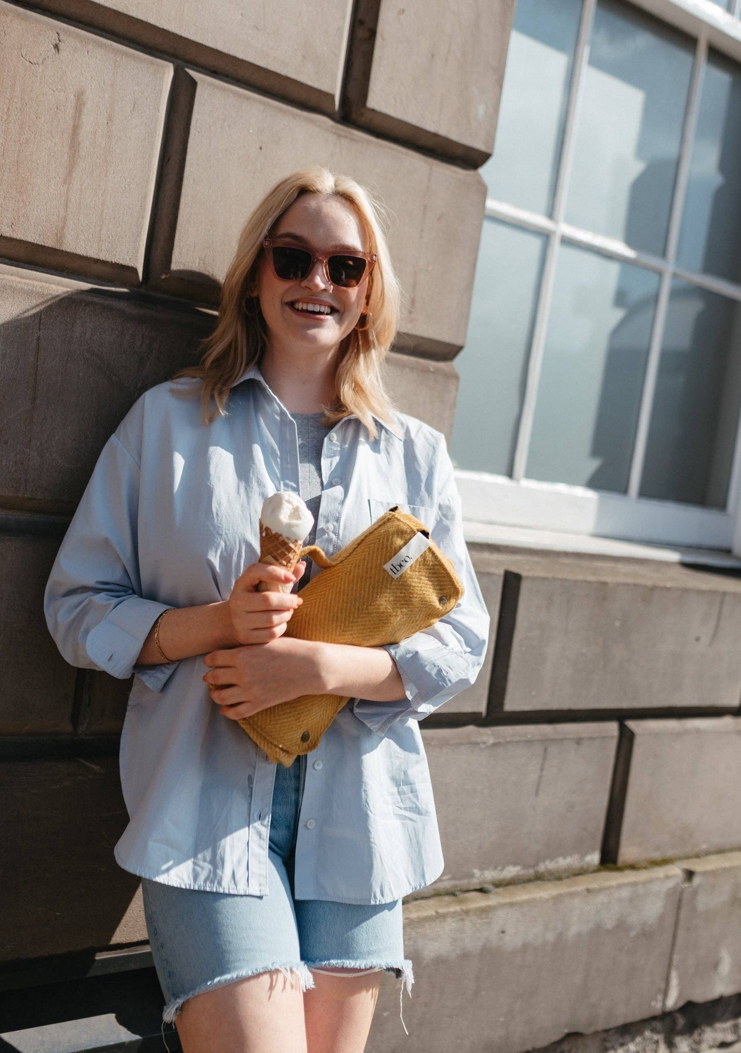 Recycled Wool Small Picnic Blanket | Golden Herringbone