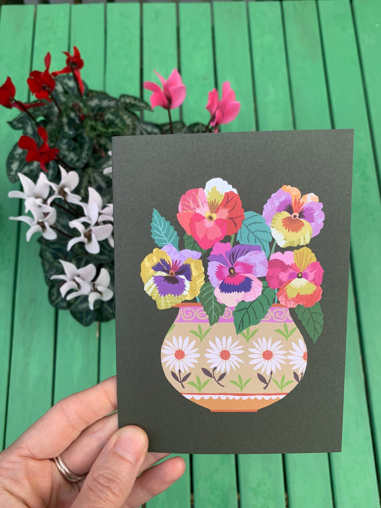 Pansies Greetings Card - Wholesale bundle of 6
