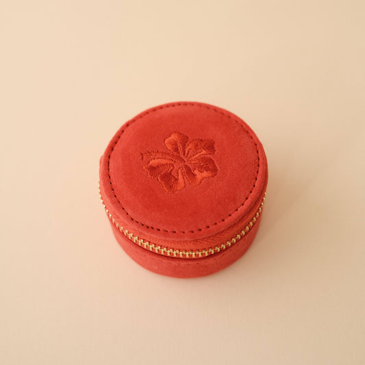 Mini Travel Jewellery Case in Hibiscus Pink