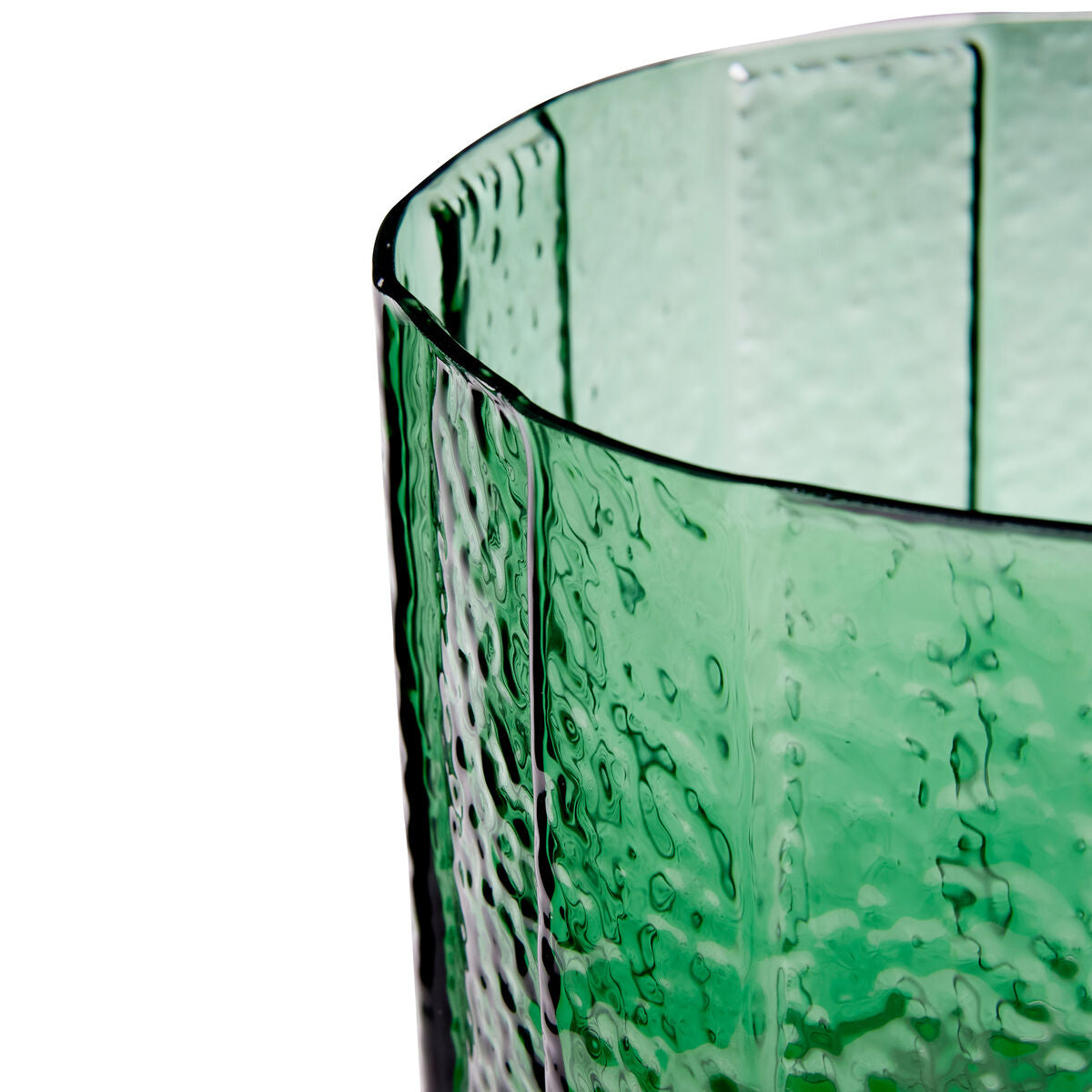 The Every Space deep green Emerald Vase for flowers, in textured glass by Hübsch