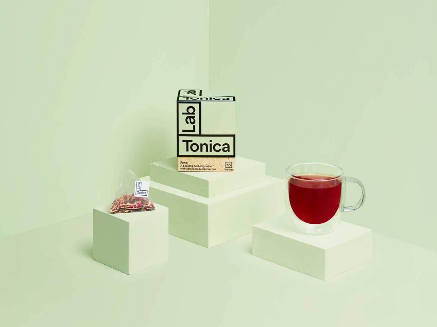 The Every Space 15 biodegradable bags of Fend herbal tea Infused with Echinacea & Elderberries by Lab Tonica