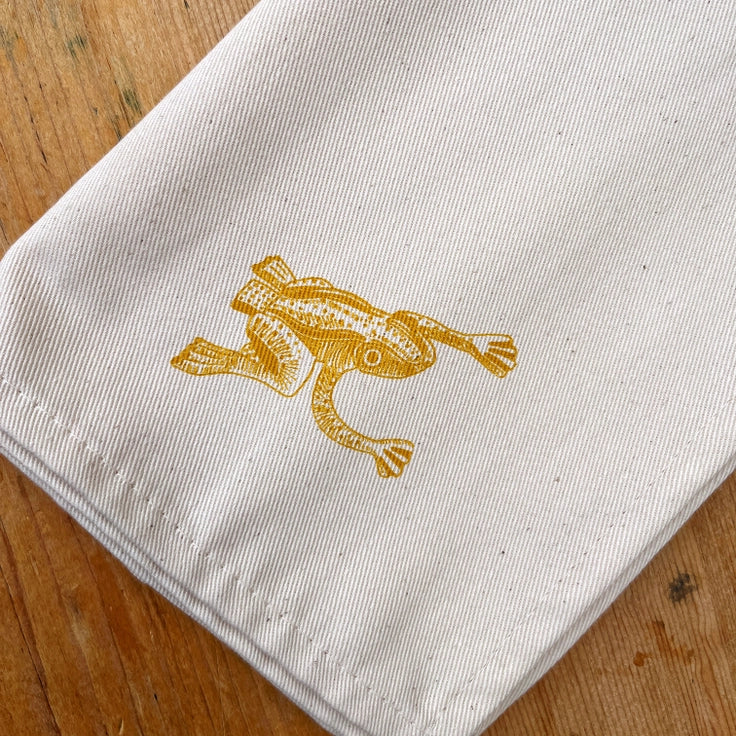 Set of 6 100% cotton Christmas Cracker Napkins by Lottie Day, featuring printed cracker prizes