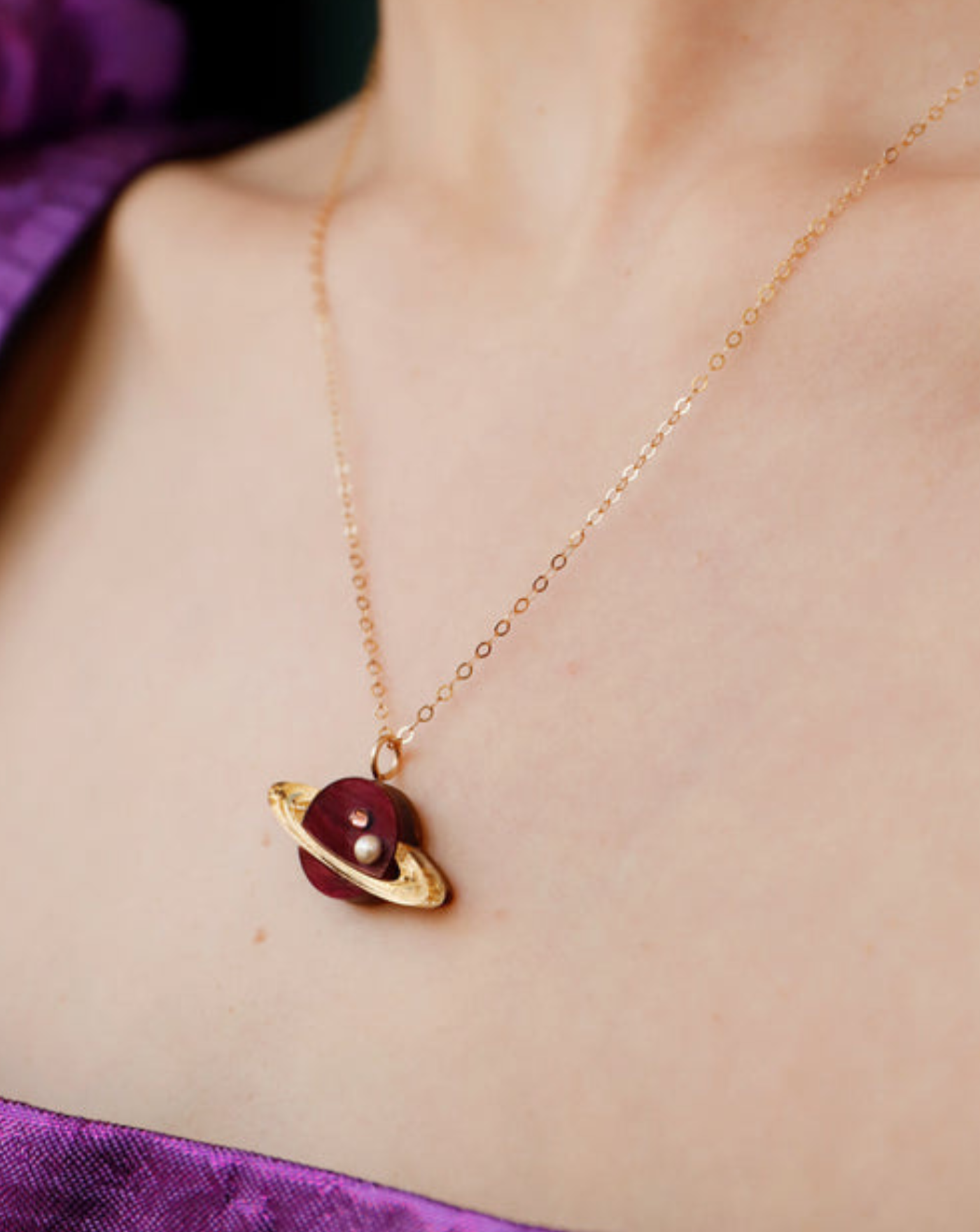 Saturn Necklace in Cherry