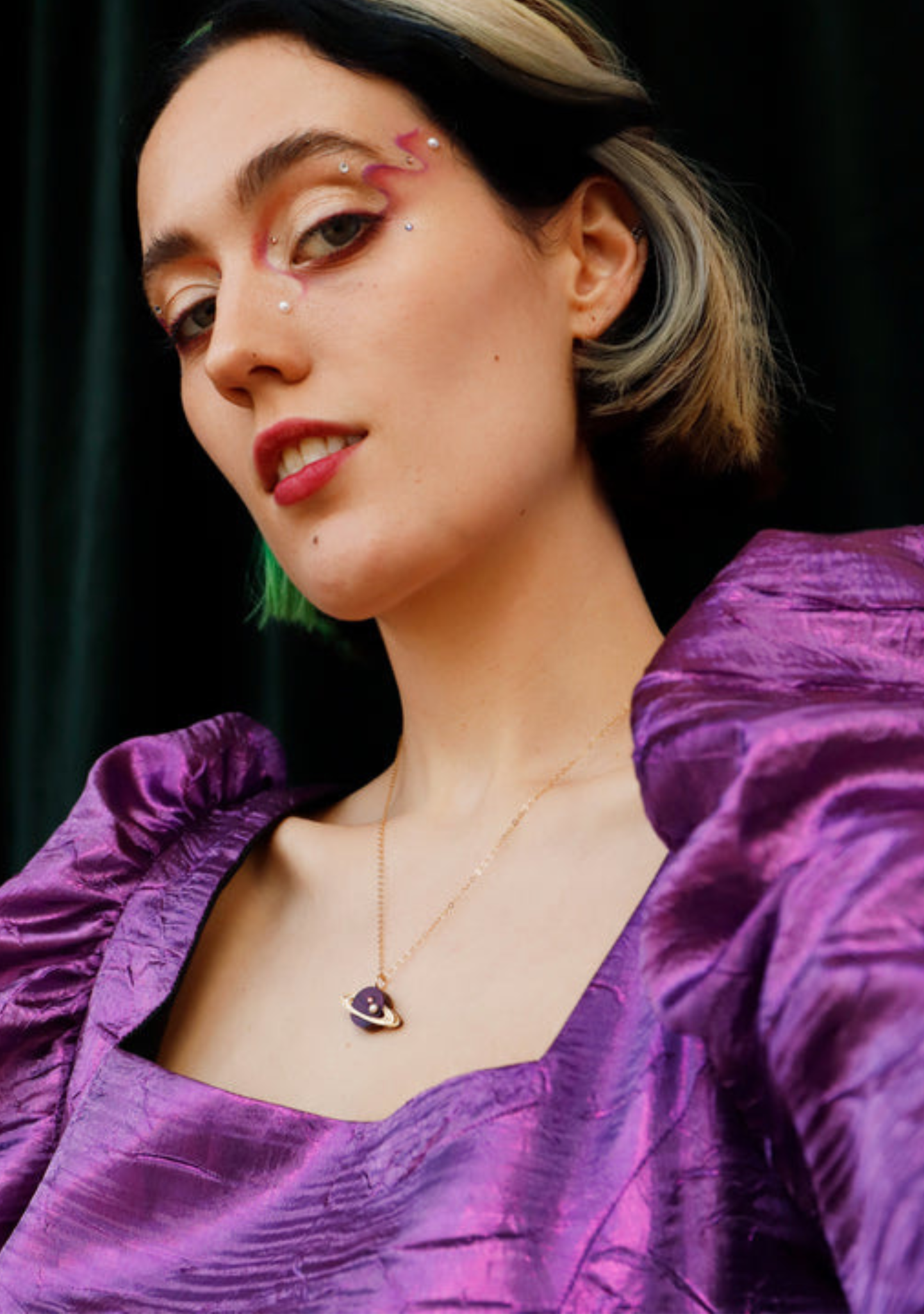 Saturn Necklace in Cherry