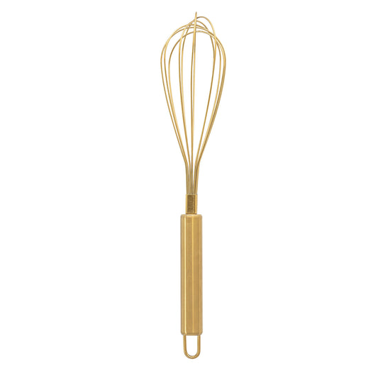 The Every Space gold stainless steel Fanila Whisk kitchen accessory by Bloomingville