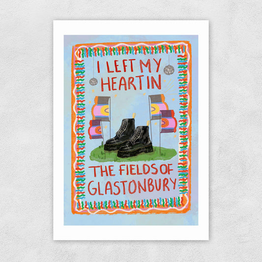 I Left My Heart In The Fields Of Glasto Print by Illustrated by Weezy