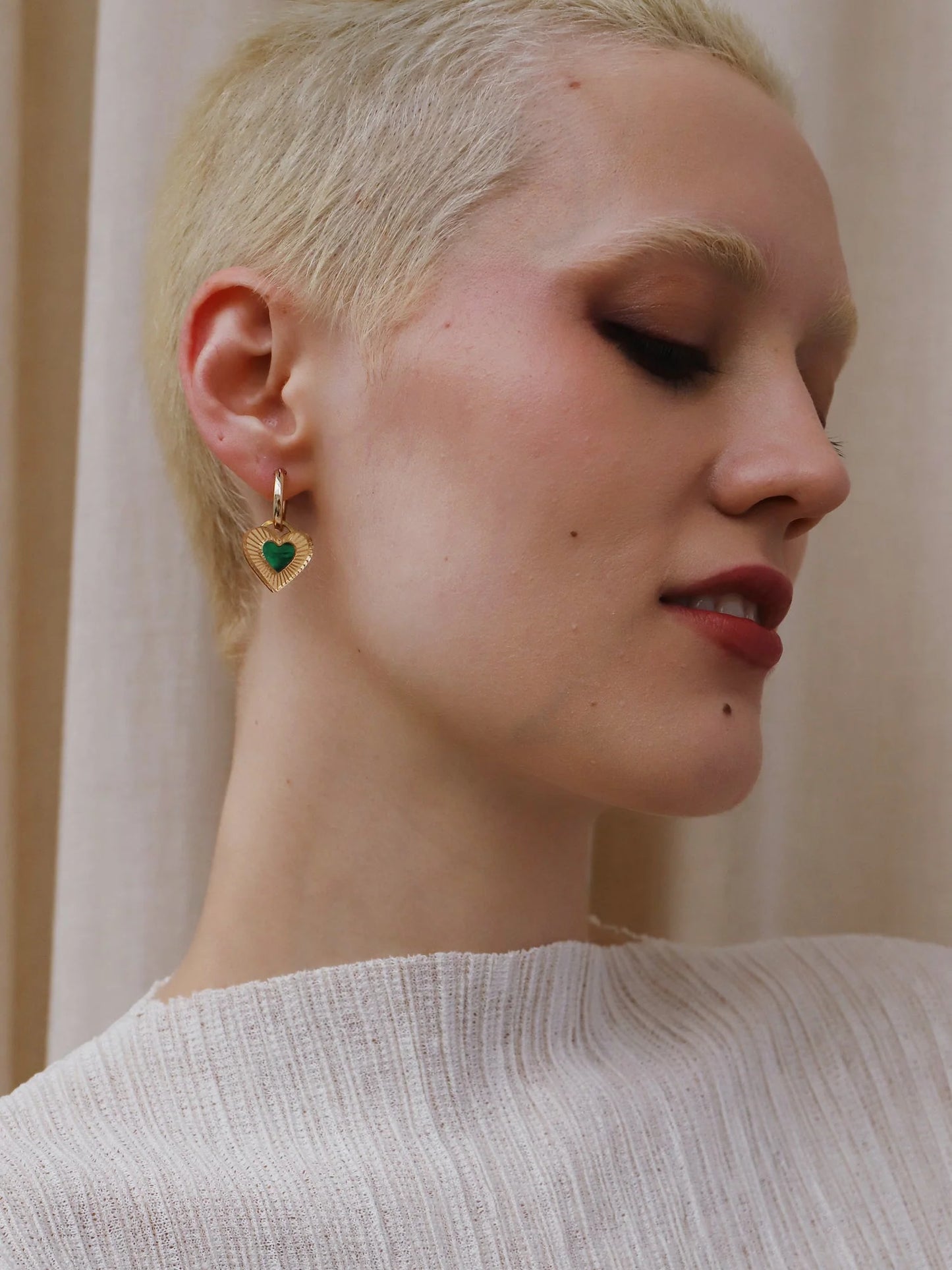 Mini Lyra Hoops in Emerald Mother of Pearl