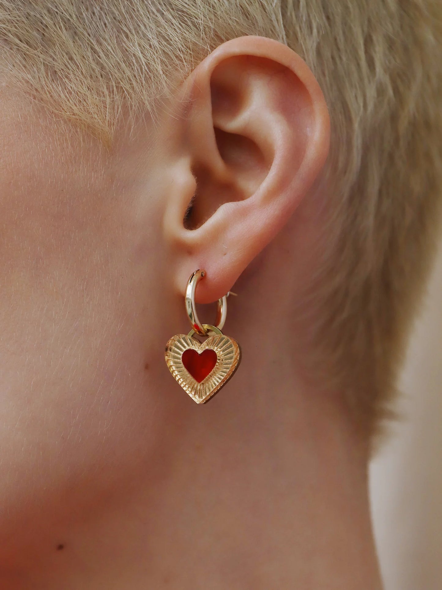 Mini Lyra Hoops in Red