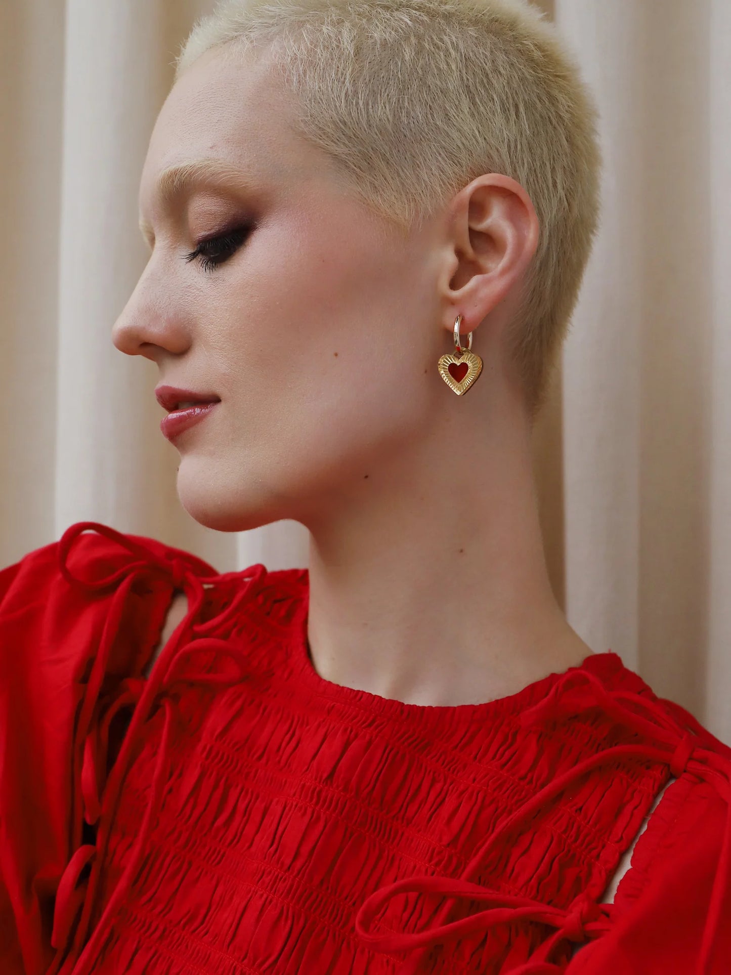 Mini Lyra Hoops in Red