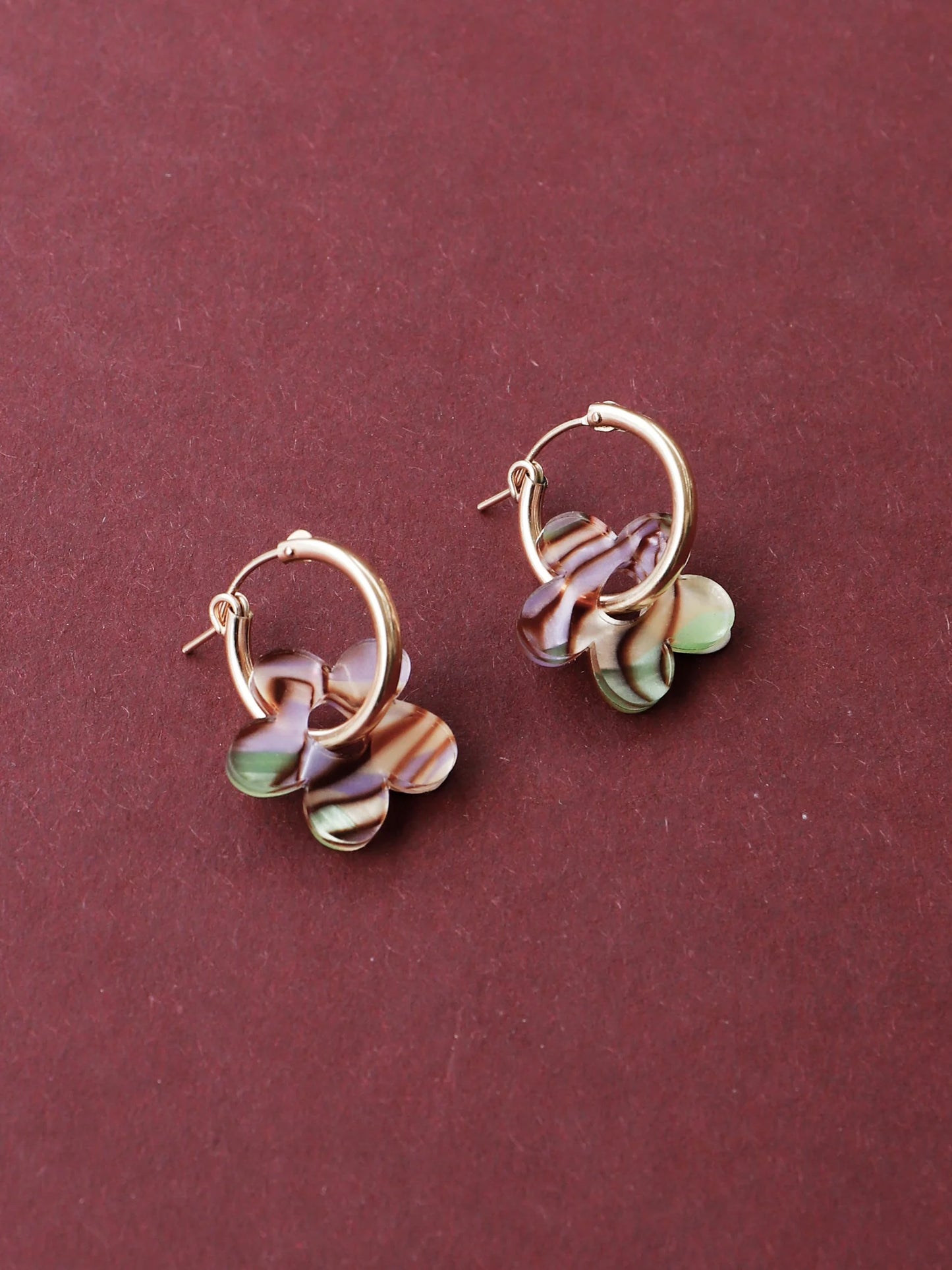 The Every Space Nina II Hoops in gold and acrylic by Wolf & Moon