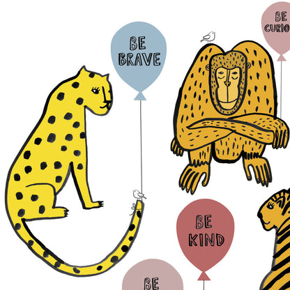 Be Kind Be Brave Animal Balloon Print