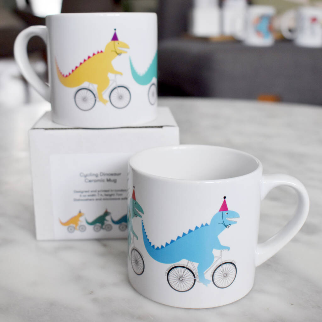 Cycling Dinosaur Children's Ceramic Mug