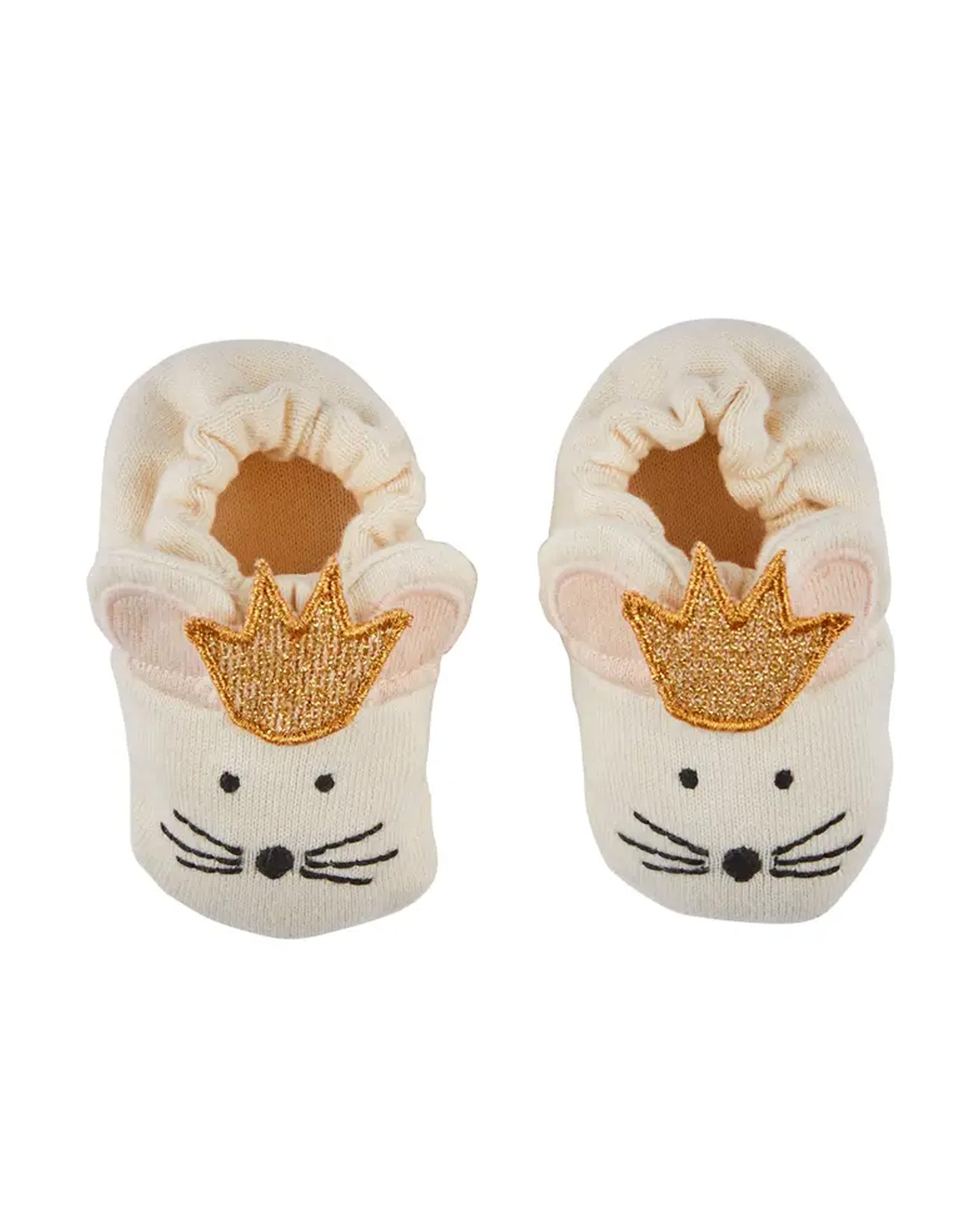Party Mouse Baby Booties with Gold Crown