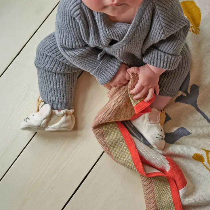 Party Mouse Baby Booties with Gold Crown