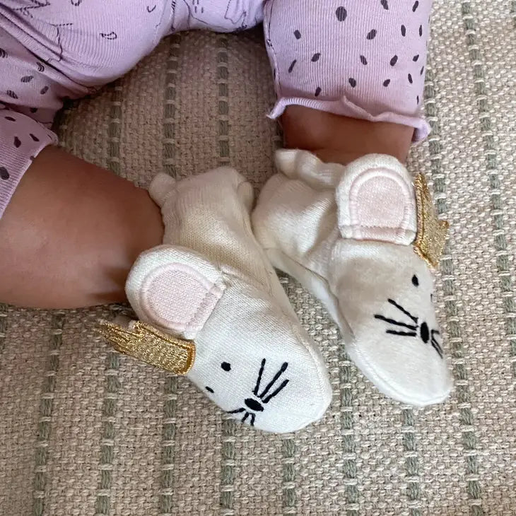 Party Mouse Baby Booties with Gold Crown