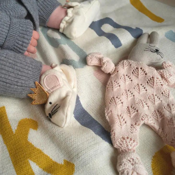 Party Mouse Baby Booties with Gold Crown