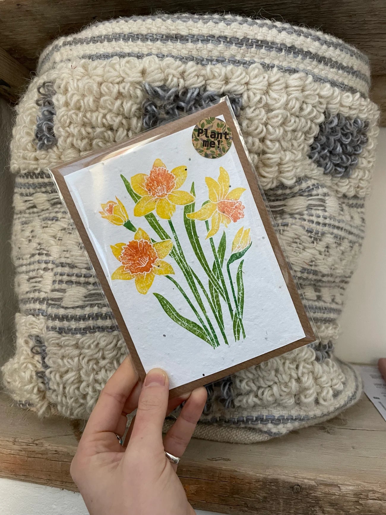 Daffodil Wildflower Seed Card - Plantable Spring Lino Art