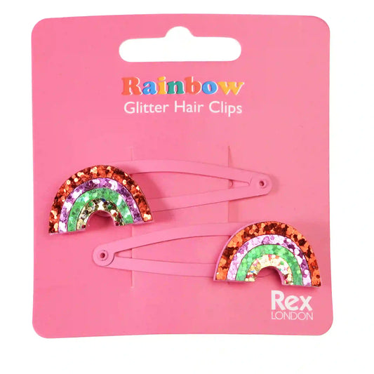 Rainbow Glitter Hair Clips (set of 2)