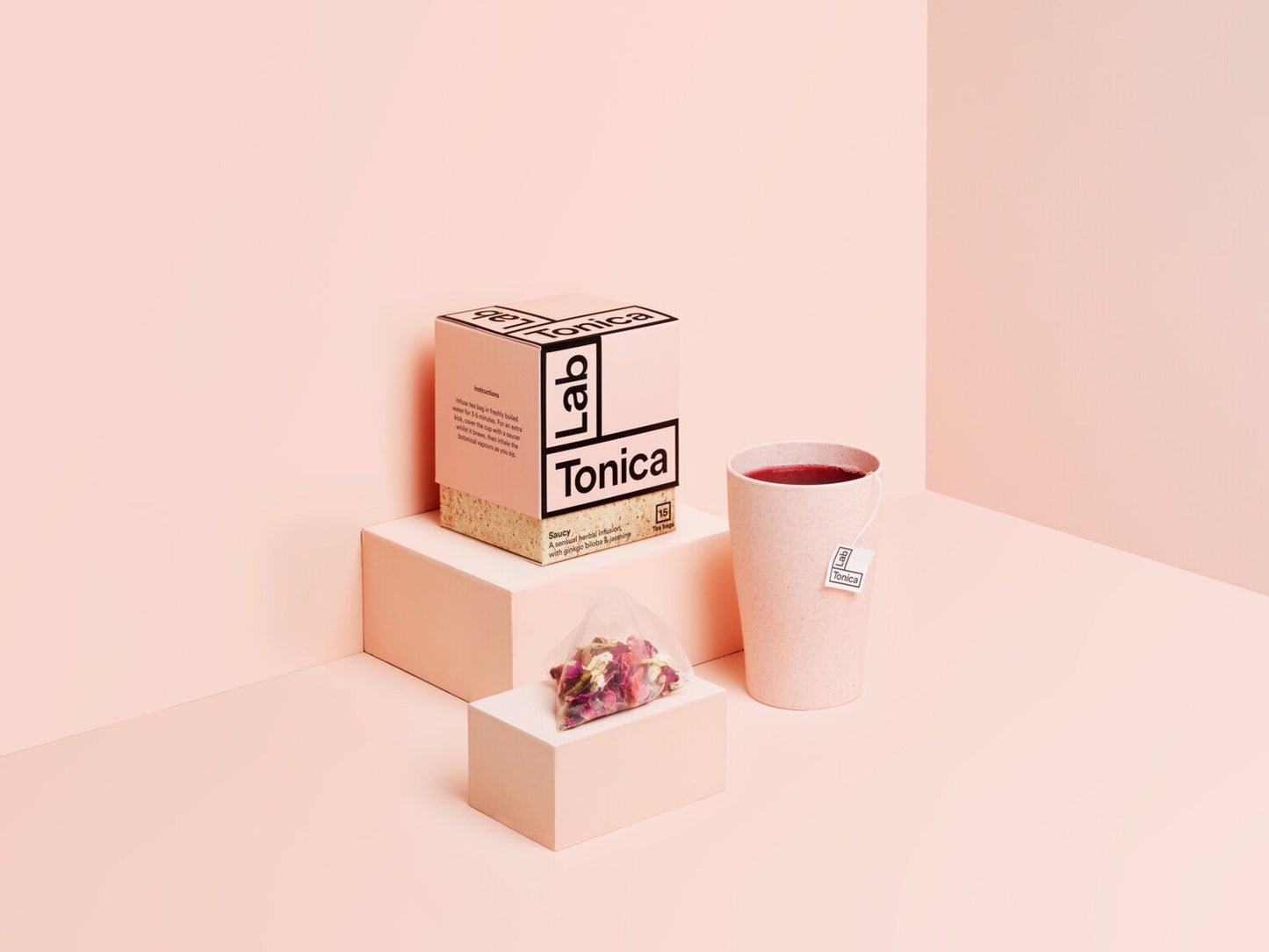 The Every Space 15 biodegradable Saucy herbal tea bags Infused with Gingko Biloba & Jasmine by Lab Tonica