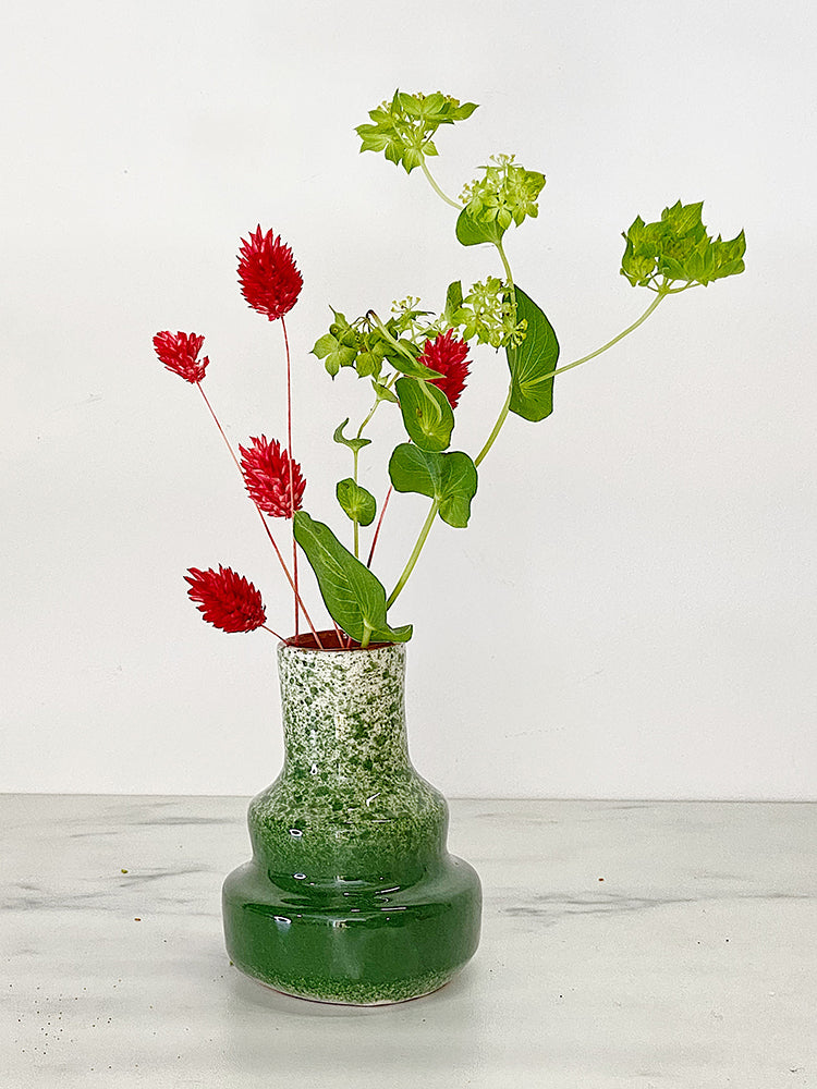Mini 'Stepped' Spray Vase in Dark Green