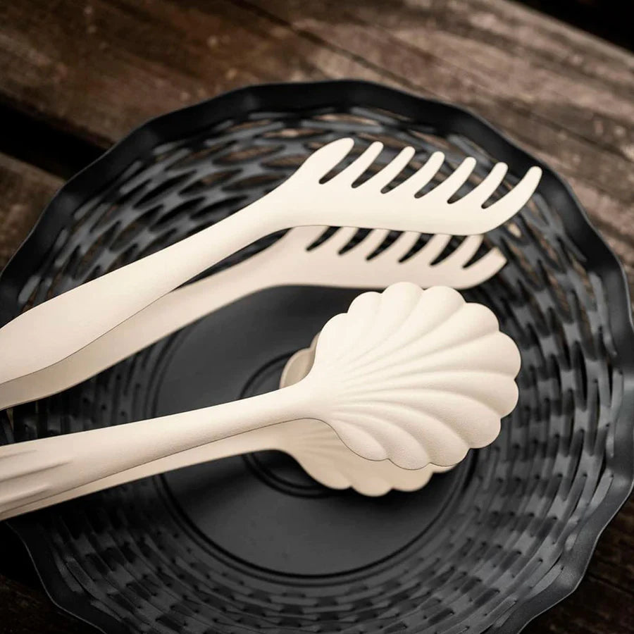 The Every Space creme Vintage Stainless Steel Spaghetti Tongs by Roger Orfevre