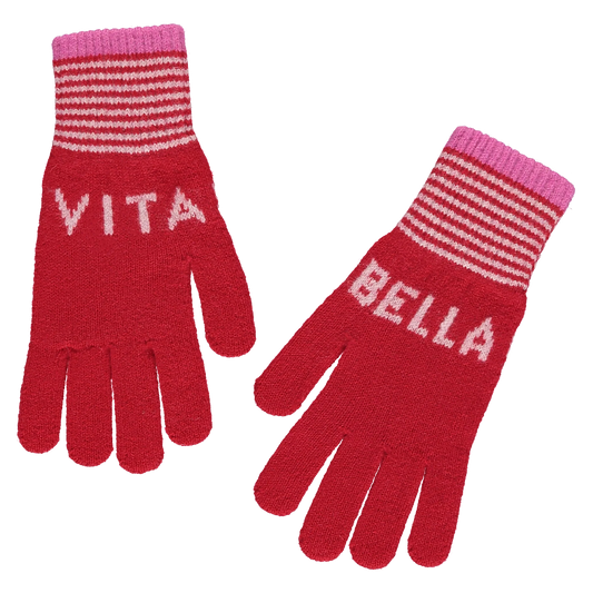 Vita Bella Gloves | Red & Bubblegum Pink