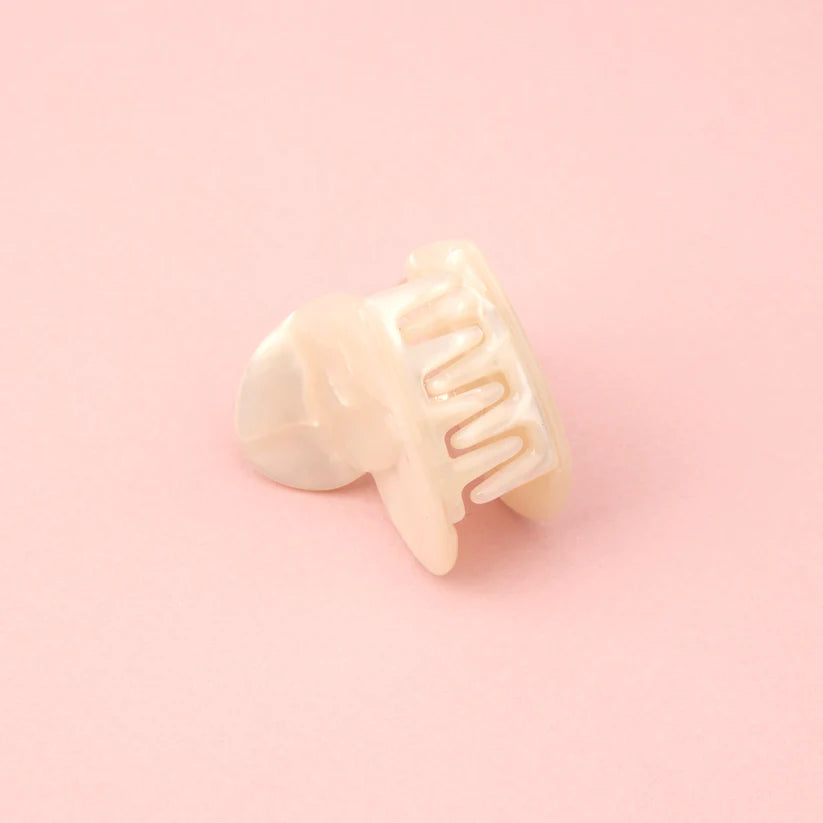 Mini White Heart Hair Claw