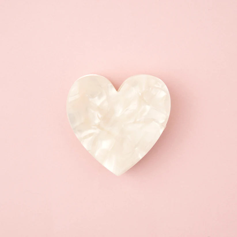 Mini White Heart Hair Claw
