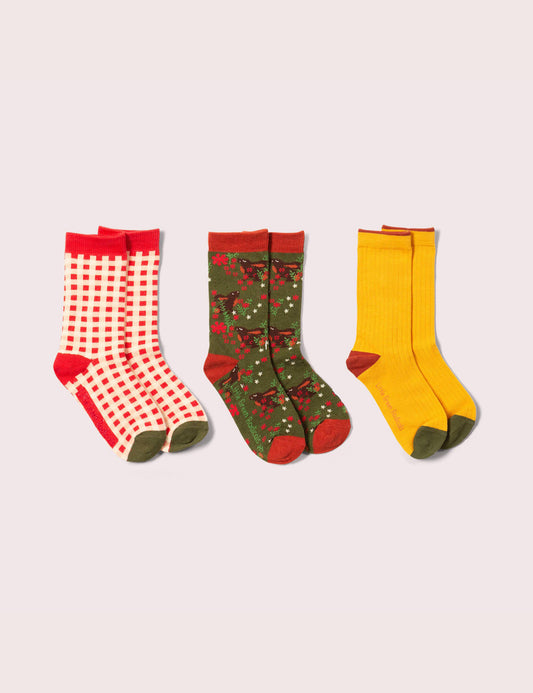 Winter Rabbits Ankle Socks | 3 Pack