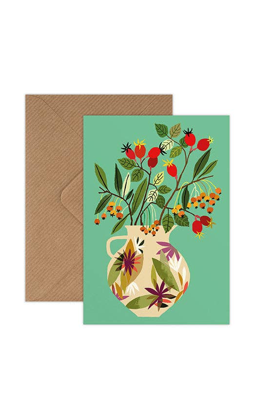 Rosehips Greetings Card - Wholesale bundle of 6