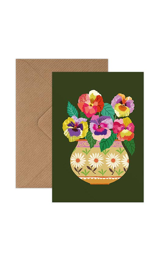Pansies Greetings Card - Wholesale bundle of 6