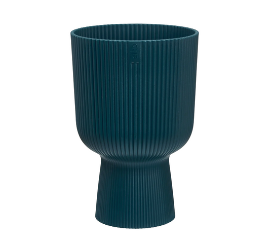 Vibes Coupe Fold Plant Pot | White / Deep Blue | Ø14cm, Ø30cm