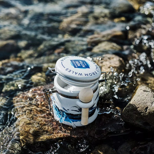 Watercolour Ceramic Jar with Pure White Sea Salt