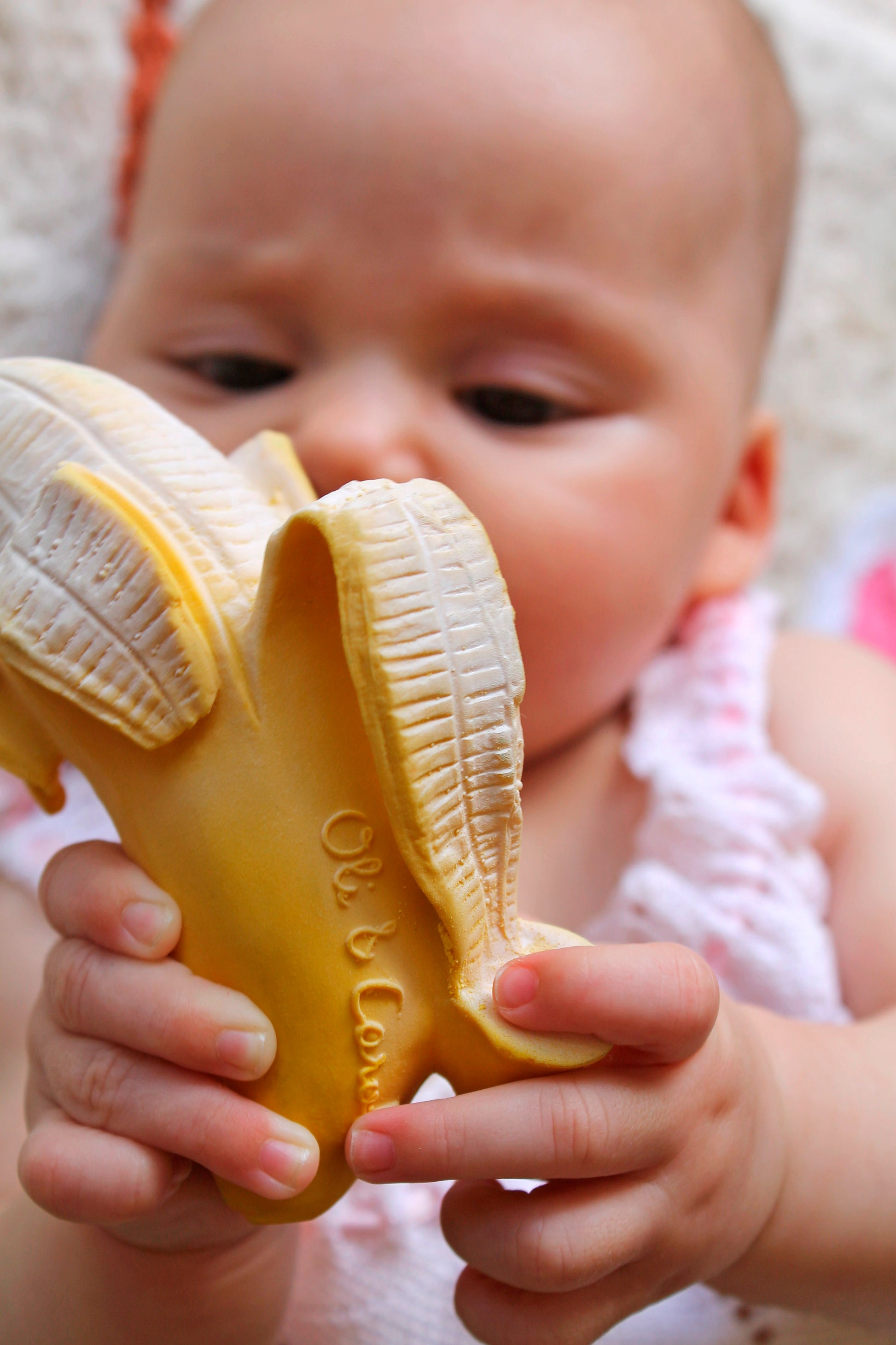The Every Space Ana Banana natural rubber chewable teether by Oli & Carol