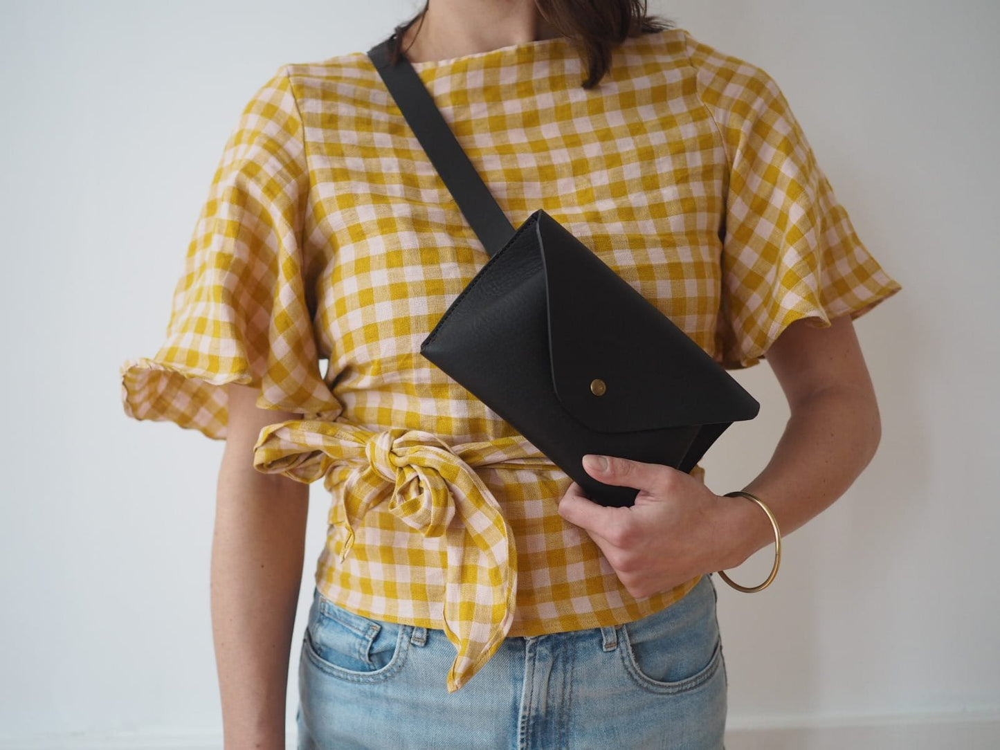 The Every Space Betty black leather belt bag by Roake Studio
