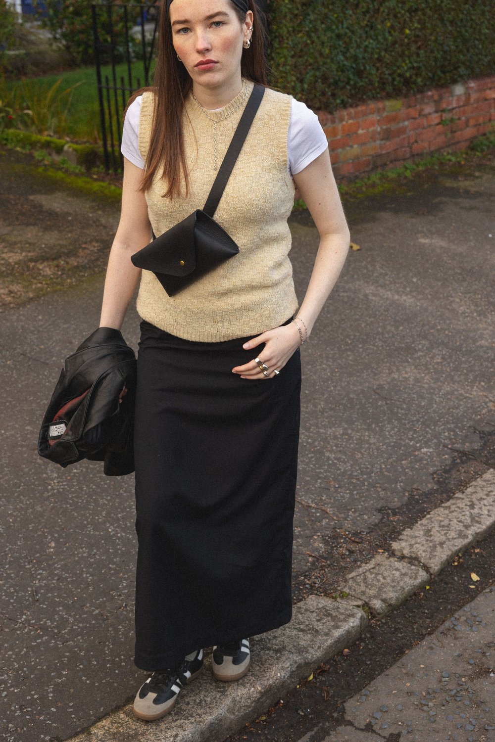The Every Space Betty black leather belt bag by Roake Studio