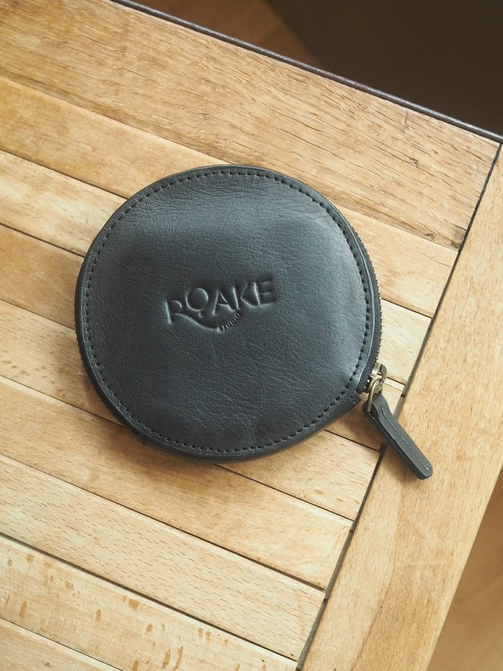 The Every Space black leather Saffron Purse by Roake Studio