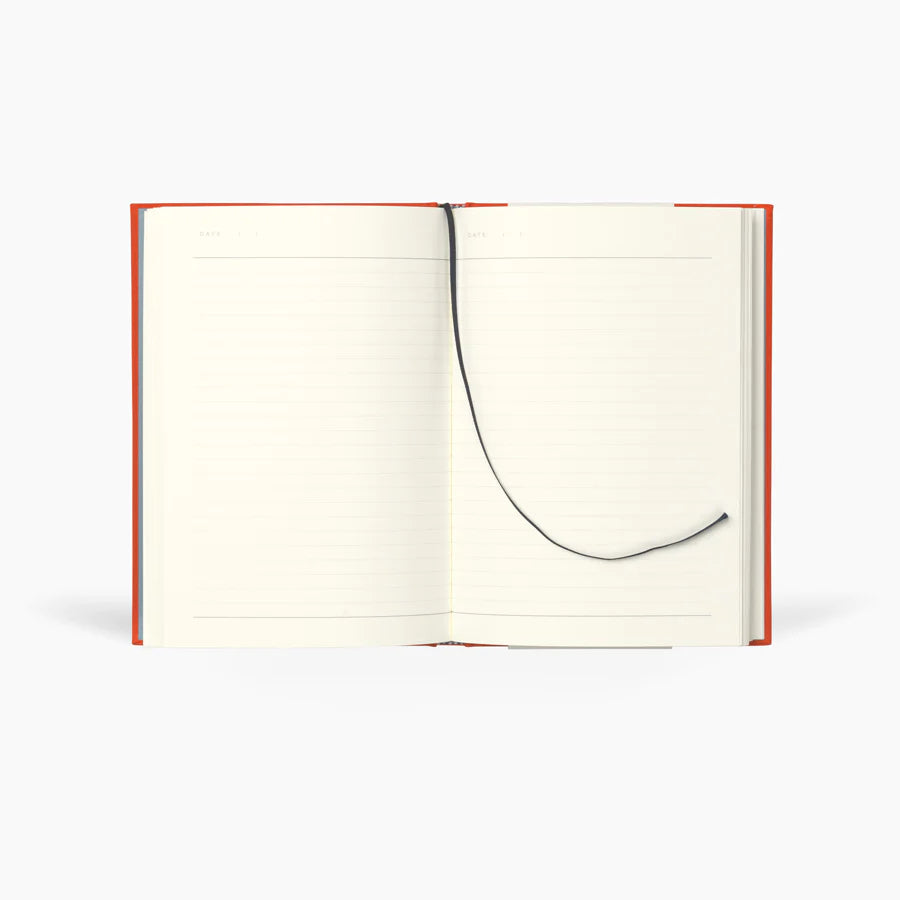 The Every Space medium Even Notebook in bright red cloth hardcover with 160 lined pages by Notem