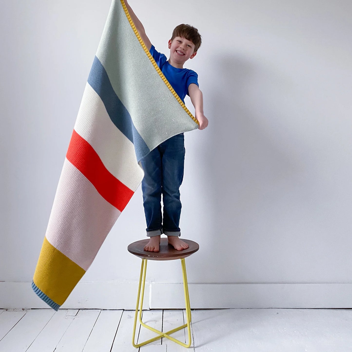 Cotton Baby Blanket in Bright Stripe