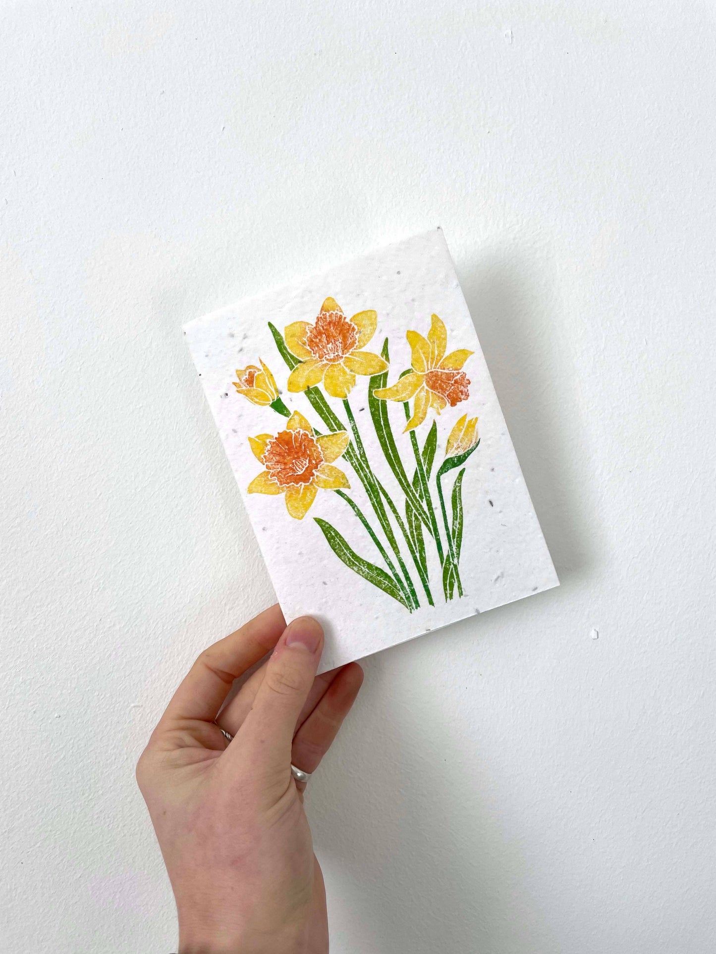 Daffodil Wildflower Seed Card - Plantable Spring Lino Art