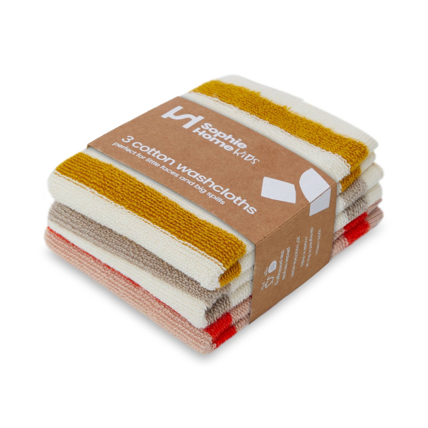 Resusable & Eco-Friendly Terry Washcloths in Striped Citrus