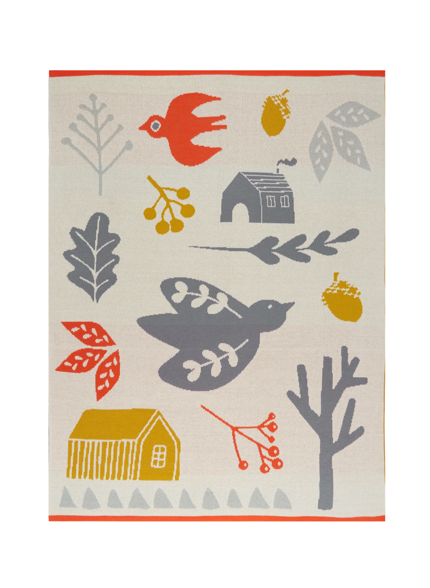 The Every Space folk style Forest Multi-colour baby blanket in 100% cotton for cot or pram by Sophie Home