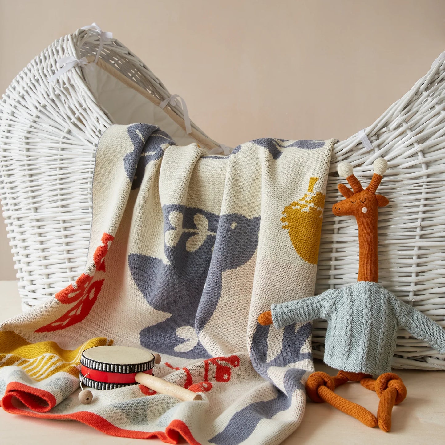 The Every Space folk style Forest Multi-colour baby blanket in 100% cotton for cot or pram by Sophie Home