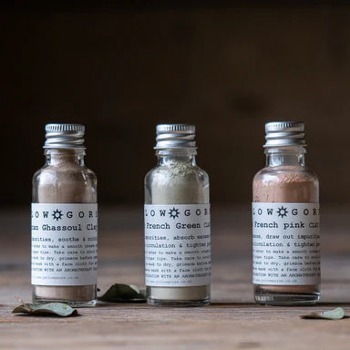 The Every Space glass bottle of deep cleansing Clay Mask in powder form by Yellow Gorse